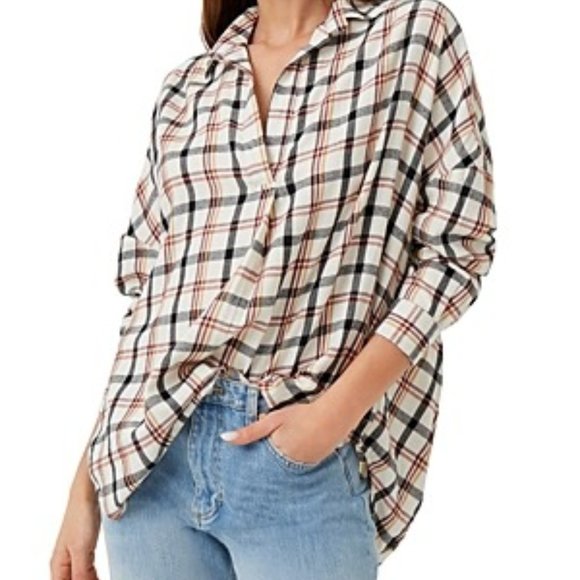 French Connection 100% Cotton Panita Org Check Shirt In Medium Check - Picture 1 of 1